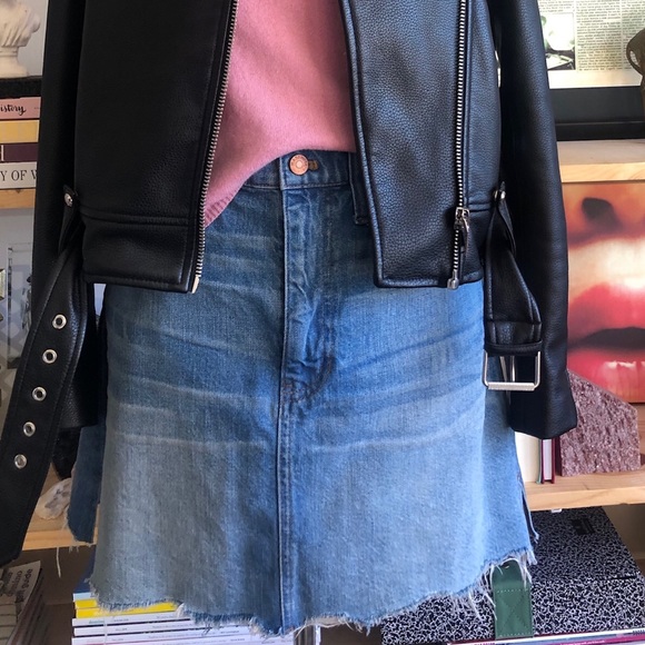 Madewell Dresses & Skirts - MADEWELL A-LINE DENIM SKIRT WITH RAW HEM